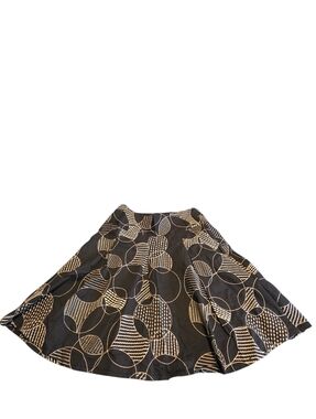 Ecologie Black Embroidered Geometric Print Pleated Formal A-Line Skirt Size 8